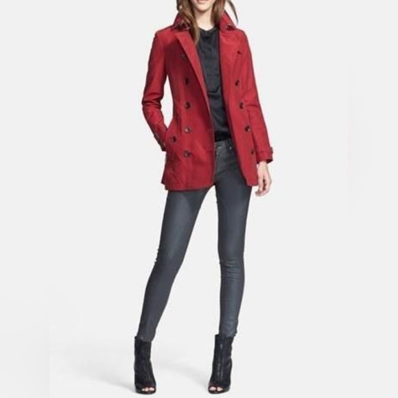 Burberry Women's Trench Coat Jacket Red Brookesby Short Length Size 2 US - Picture 8 of 16